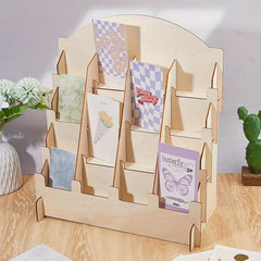 American Elm Wooden Display Riser Stand 4-Tier Organizer with 16 Slots for Floral Arrangements, Jewelry Display, Product Packaging, Craft Shows