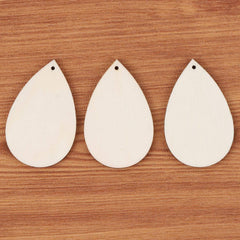 Cliths 30 Pcs Teardrop Wood Earring Blank Unfinished MDF Pendants for Jewelry Making & DIY Crafts (Lightweight, Beige)