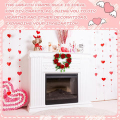 Cliths Pack of 4 Wooden Heart Wreath Frames Heart Shaped MDF Craft Base for DIY Floral Party Decorations