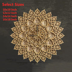 Cliths Multilayer Mandala Wall Clock Wooden Decorative Clock for Living Room MDF Home Decor & Unique Gift