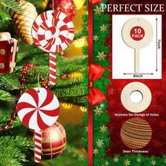 American Elm 10 Pcs Unfinished Wood Lollipop Ornaments DIY Craft Kit Paintable Blanks for Multi Holiday Decor