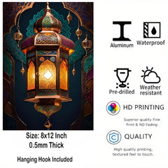 Decorative lantern with features listed on the right