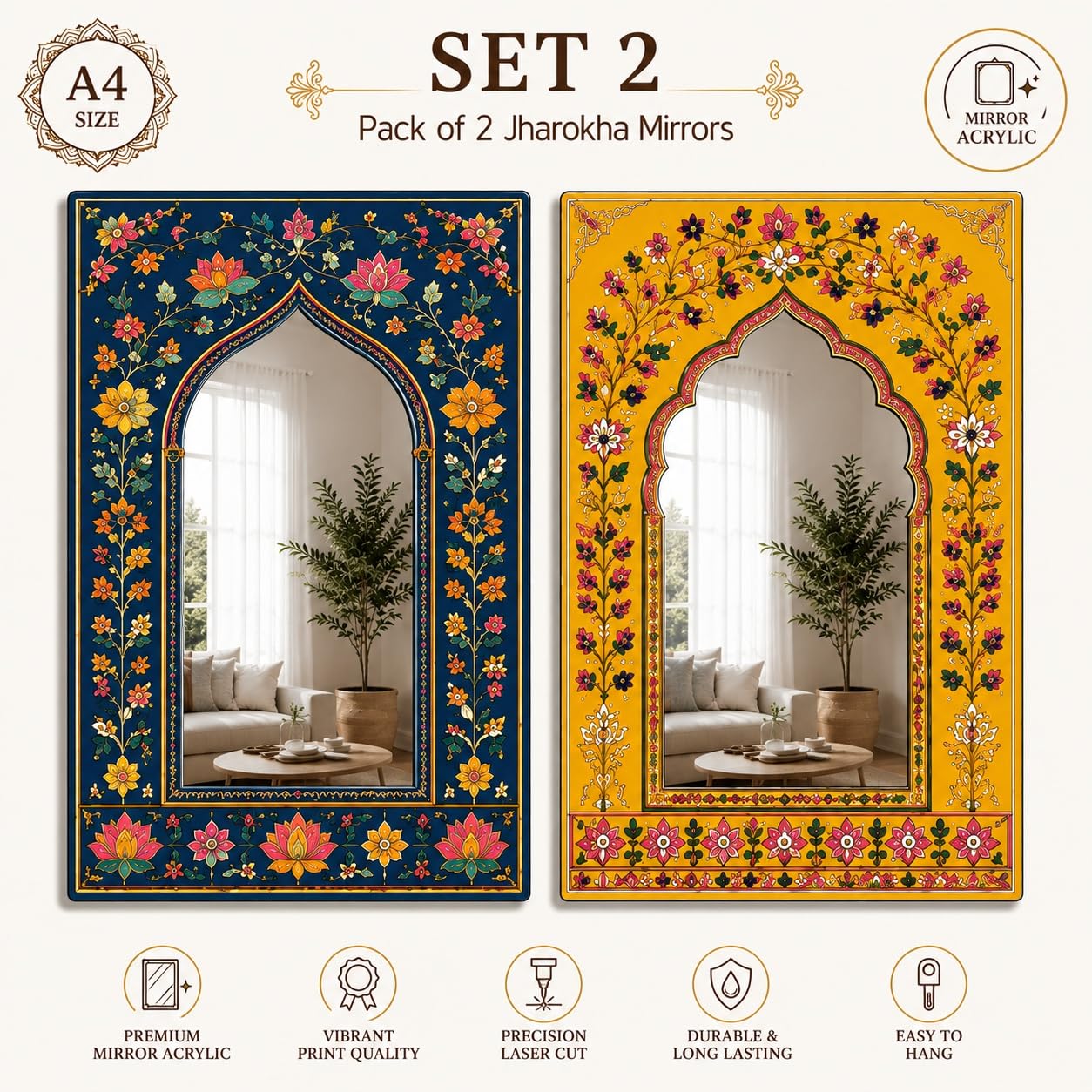 Pack of 2 Decorative Wall Mirrors for Home