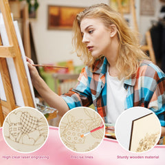 American Elm 12 Pcs Wooden Ornaments to Paint for Kids Valentine's Day Party, Unfinished Predrilled Wood Slices for Crafts