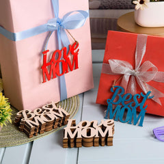 Paintable wooden sentiment pieces for personalized mom art