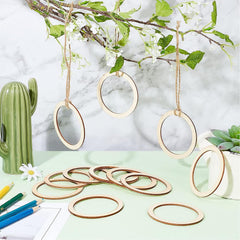 Cliths 30 Pcs Wood Rings MDF Circle Frames for DIY Crafts, Christmas Ornaments, Jewelry Making