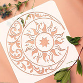 sun and moon stencil for wall painting reusable mandala stencil for crafts large plastic stencil for art projects