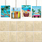Set of beach-themed coloring pages with illustrations and outlines.