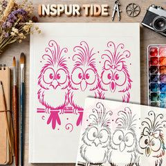 bird and feather stencil for wall painting