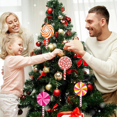 American Elm 10 Pcs Unfinished Wood Lollipop Ornaments DIY Craft Kit Paintable Blanks for Multi Holiday Decor