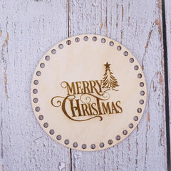 Cliths Set of 5 Christmas Wooden Basket Bottoms Round Bases MDF with Festive DIY Crochet Gift Baskets & Holiday Decor