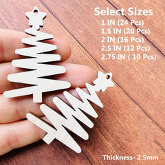 Cliths Wood Christmas Tree Earrings Cutouts MDF Squiggle Star Design DIY Holiday Jewelry Making Craft Kit Gift Set
