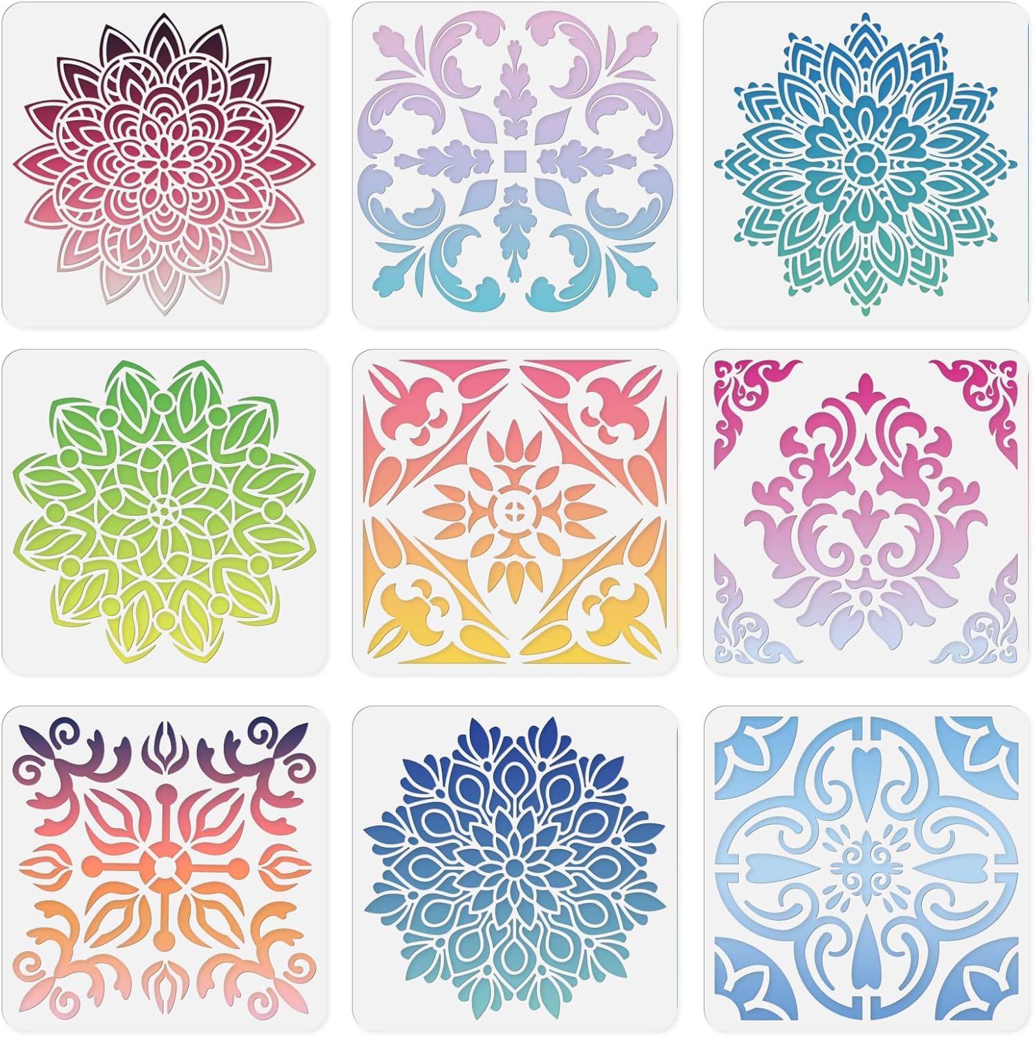 bathroom floor mandala painting stencil