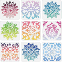bathroom floor mandala painting stencil