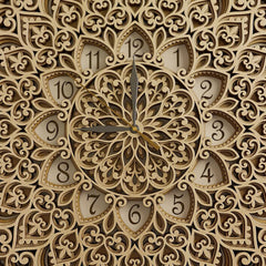 Cliths Multilayer Mandala Wall Clock MDF Decorative Clock for Living Room Wooden Home Décor