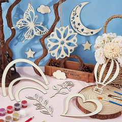 American Elm set of14 Piece Wood Chip Wall Decoration Set with Mixed Shapes