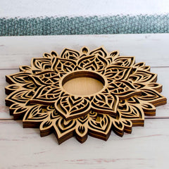 Cliths 3 Layer Mandala Tea Light Candle Holder MDF Diwali Decor Festive Centerpiece for Home
