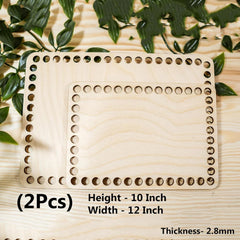 Cliths Pack of 2 Rectangle Wooden Basket Bases for DIY Crochet Baskets, Trays & Storage MDF Craft Shaper