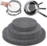 Cliths 36 Pcs Felt Plate Dividers 3 Size Set for Dish Stacking Scratch-Free Plate Protectors Gray Felt Pads for Dinnerware Storage