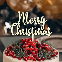 Cliths "Merry Christmas" Cake Topper Sustainable Wooden Holiday Decor for Xmas & Birthday Cakes