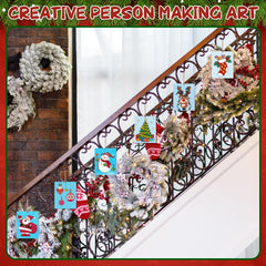 American Elm 12 Pcs Wooden Christmas Ornaments to Paint, Unfinished Predrilled Wood Slices for Crafts