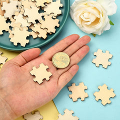 Cliths Pack of 40 Blank Wooden Puzzle Pieces MDF Craft Shapes DIY Home Decor & Party