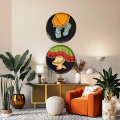 Cliths Radha Krishna Feet Wooden Boards 2 Pack Round Pre-Marked MDF Cutouts for Divine DIY Art