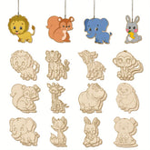 jungle safari birthday decoration kit unfinished wooden animal painting set animal cutouts for kids diy crafts
