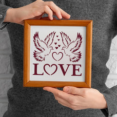 Dove and Heart Painting Stencil, Reusable PET DIY Art Template for Wooden Signs, Furniture, Wall, Fabric and Canvas, 6x6 inch, Cliths