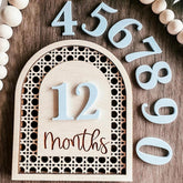 Cliths Boho Baby Milestone Cards Set 12 Month Markers with Wooden Board Photo Props Newborn Photoshoot