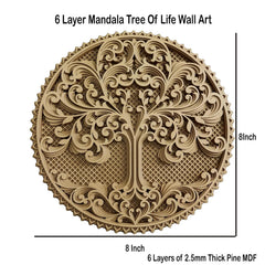 Cliths 6 Layer Tree of Life Mandala Wall Art 3D Wooden Wall Hanging Spiritual Home Decor for Living Room