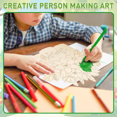 Person coloring a flower design with colored pencils on a table.