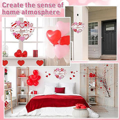 Home decor collage with heart-shaped balloons and wall stickers for a romantic atmosphere.