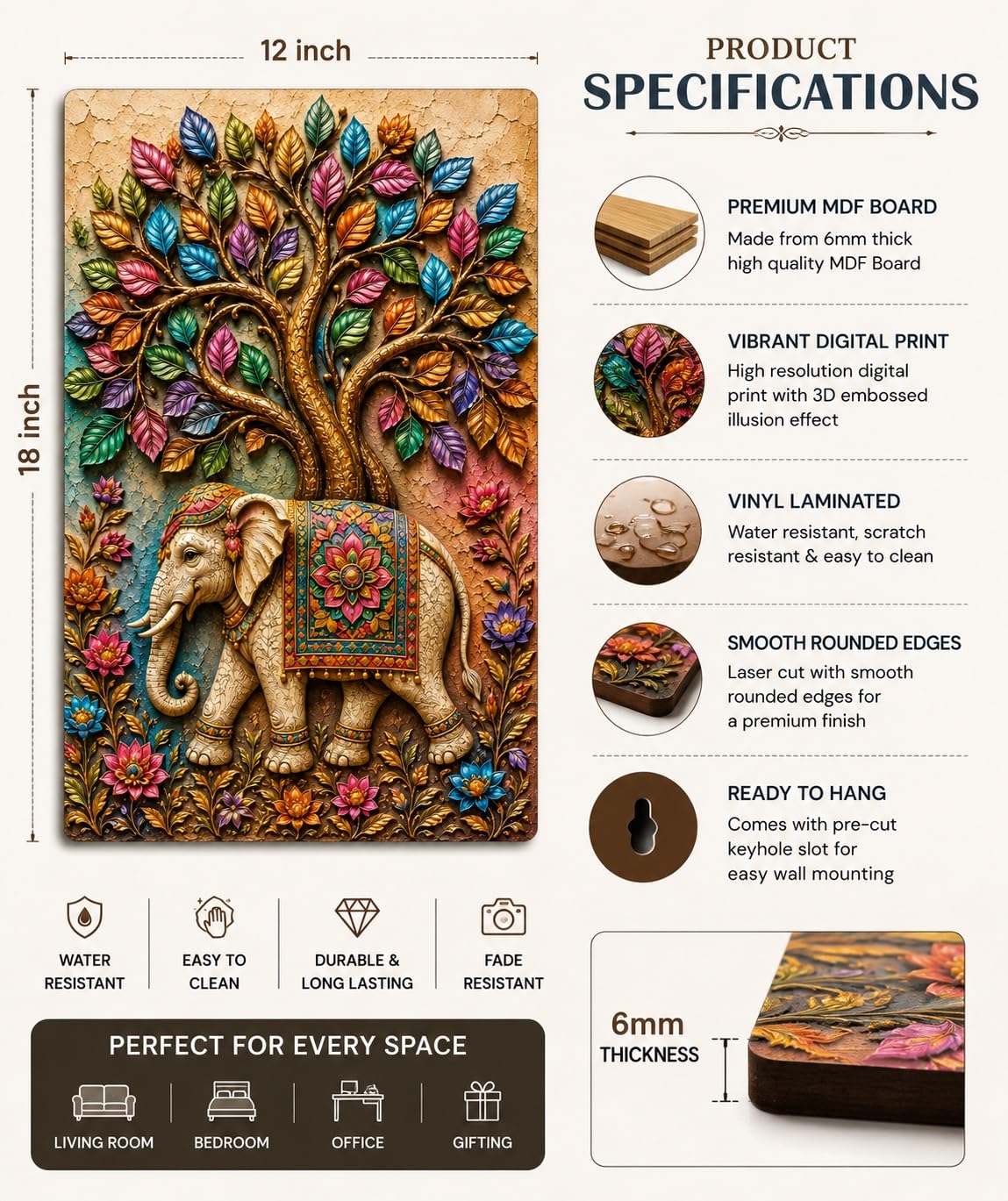 elephant home decor wall hanging