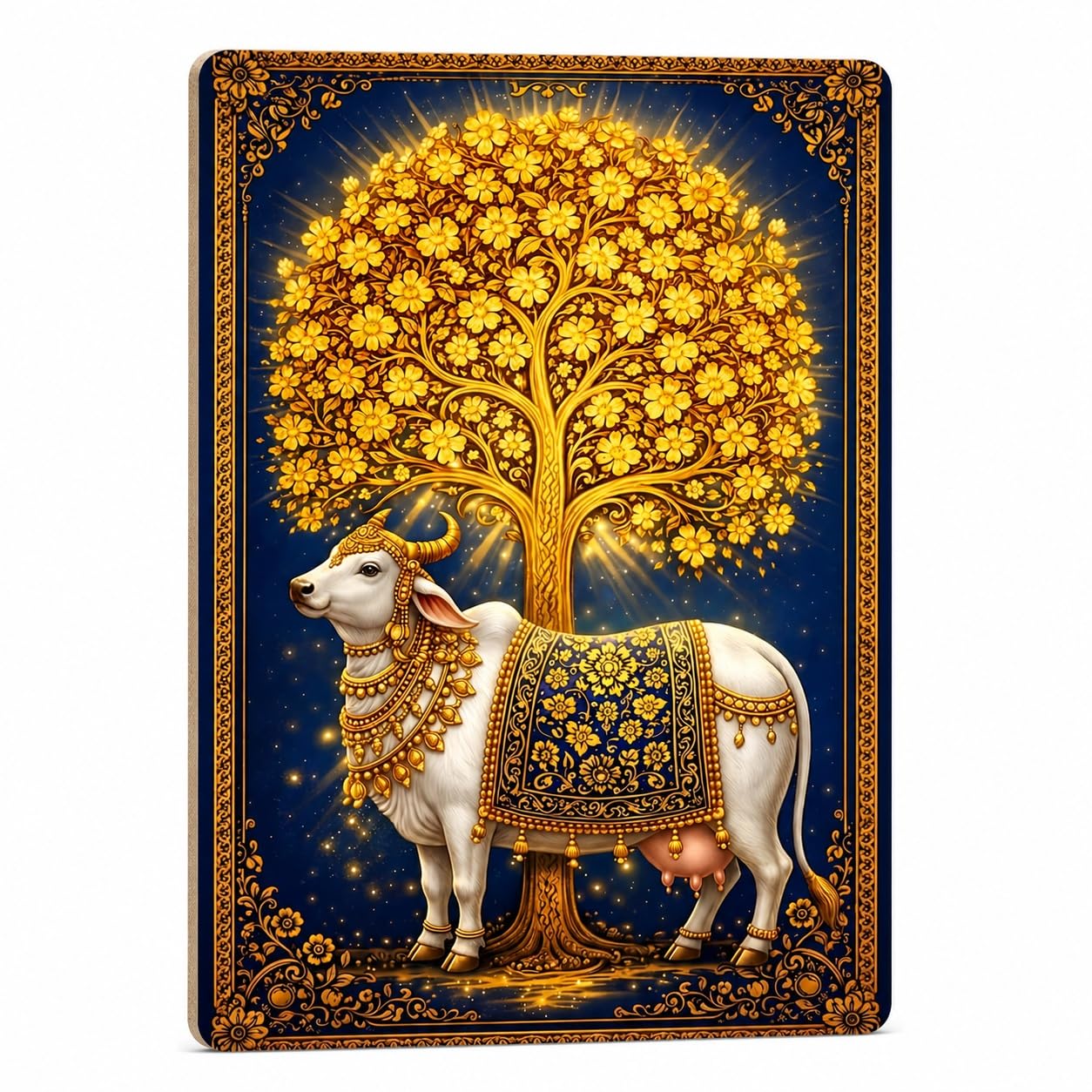 kamdhenu cow and kalpavriksha wall art
