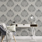 large leaf damask wall stencil