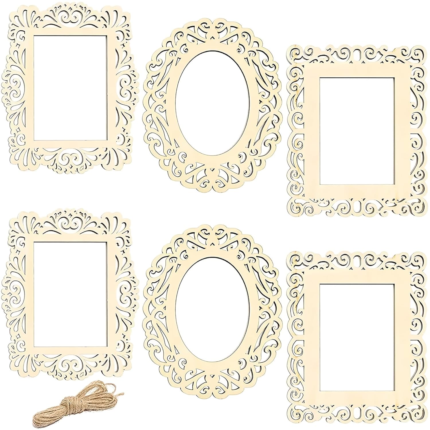 Set of decorative photo frames with intricate designs on a white background