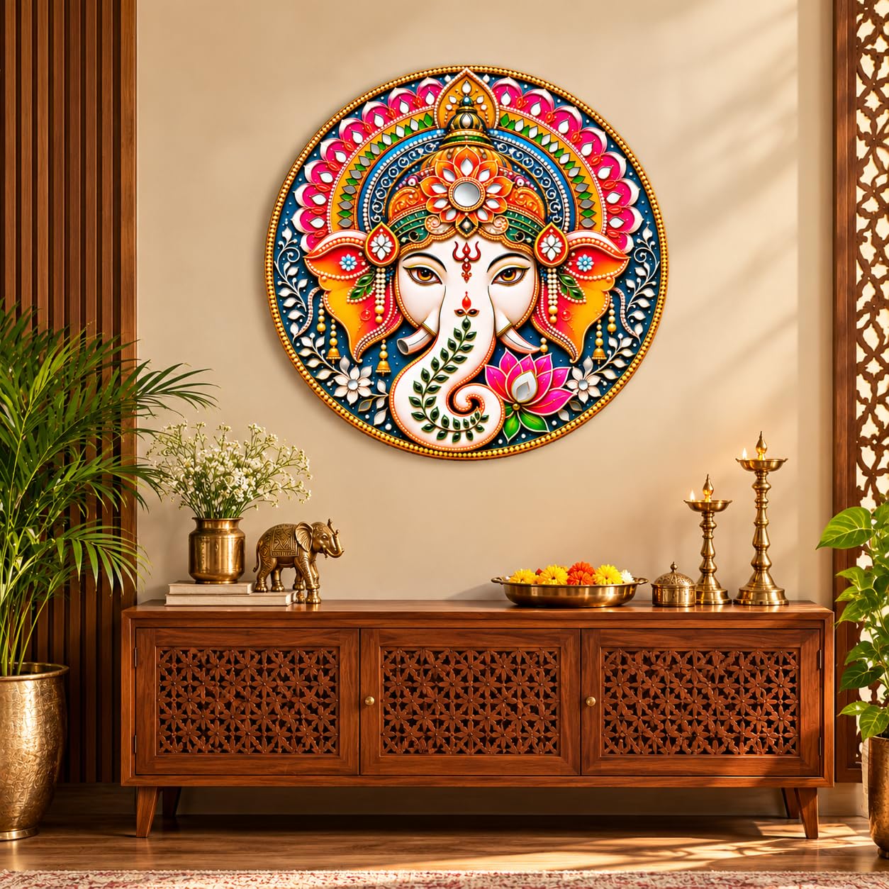 round Ganesha wall hanging for home decor