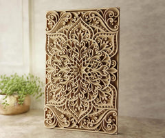American Elm 6 Layer 3D Mandala Wall Art Square Multilayer MDF Home Decor Spiritual Gift Wall Hanging