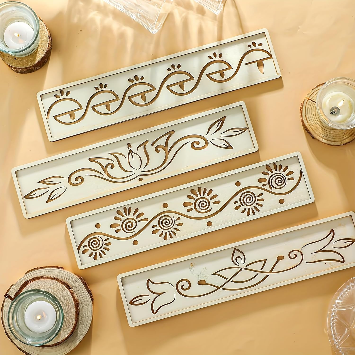 wooden rangoli stencils for diwali decoration