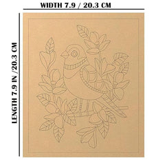 Cardboard cutout of a bird design with measurements on a beige background