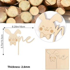 Cliths Wooden Bunny "One" Cake Topper 1st Birthday & Easter Decor Some Bunny Is One Rustic Kids Cake Decoration