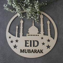 Cliths Wooden Mosque Round Decor Eid Decoration Sign Ramadan Kareem Islamic Home Decor Wall Art & Table Display