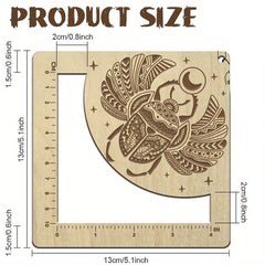 American Elm Square Frame Crochet Ruler Wooden Knitting Needle Gauge with Beetle Design Craft Tool for Yarn Lovers