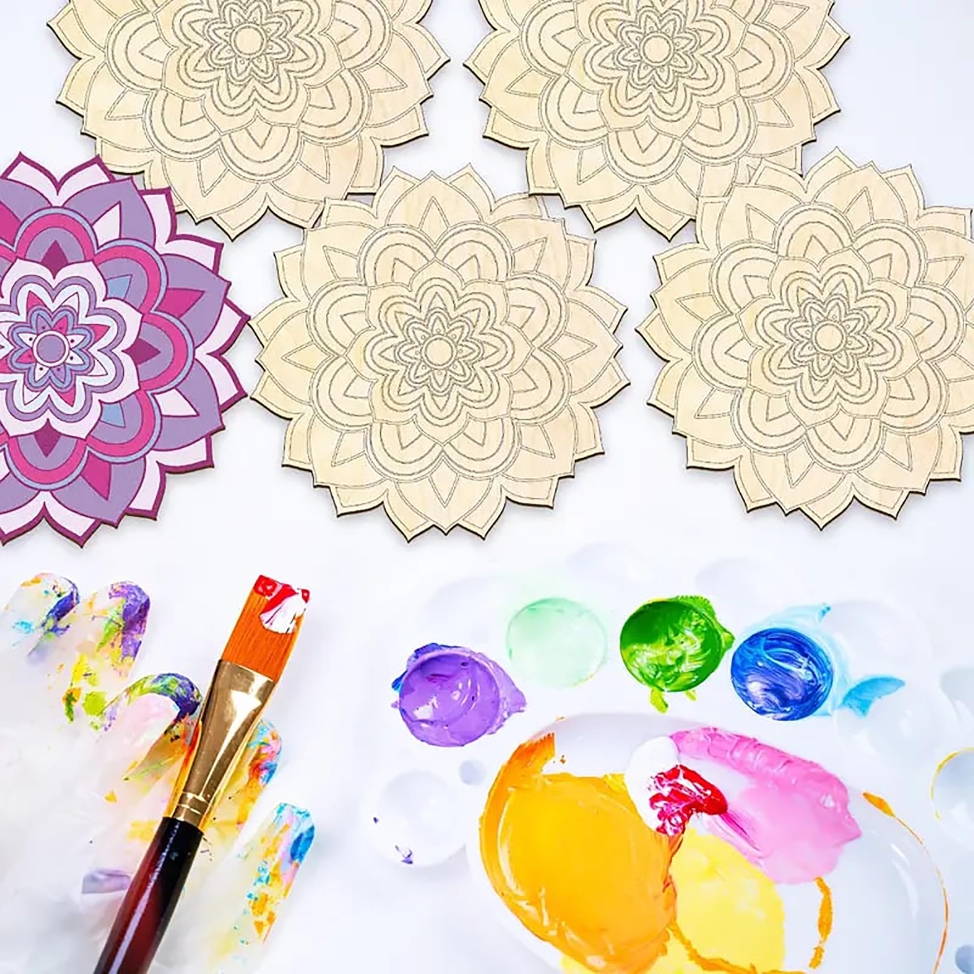 crafting supplies natural timber mandala figures for art