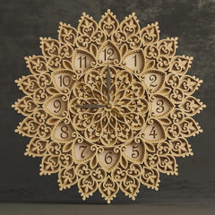 Cliths Multilayer Mandala Wall Clock Wooden Decorative Clock for Living Room MDF Home Decor & Unique Gift