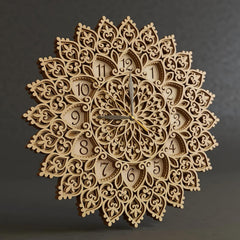 Cliths Multilayer Mandala Wall Clock Wooden Decorative Clock for Living Room MDF Home Decor & Unique Gift