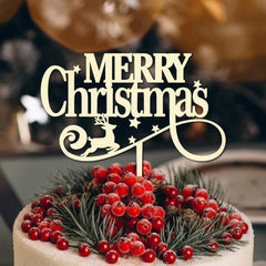 Cliths "Our First Christmas" Cake Topper Wooden Keepsake Decor for Newlyweds, Engagements & Holiday Birthdays