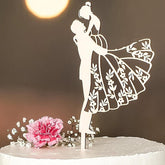 Cliths Wooden Bridal Couple Cake Topper Rustic Wedding Cake Decoration, MDF Topper for Couples