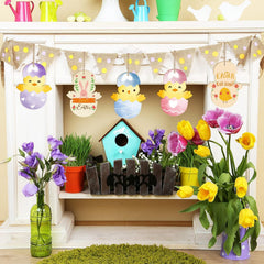 American Elm 10 Pcs Unfinished Wood Chicken Ornaments DIY Craft Kit Easter Decor Paintable Blanks MDF